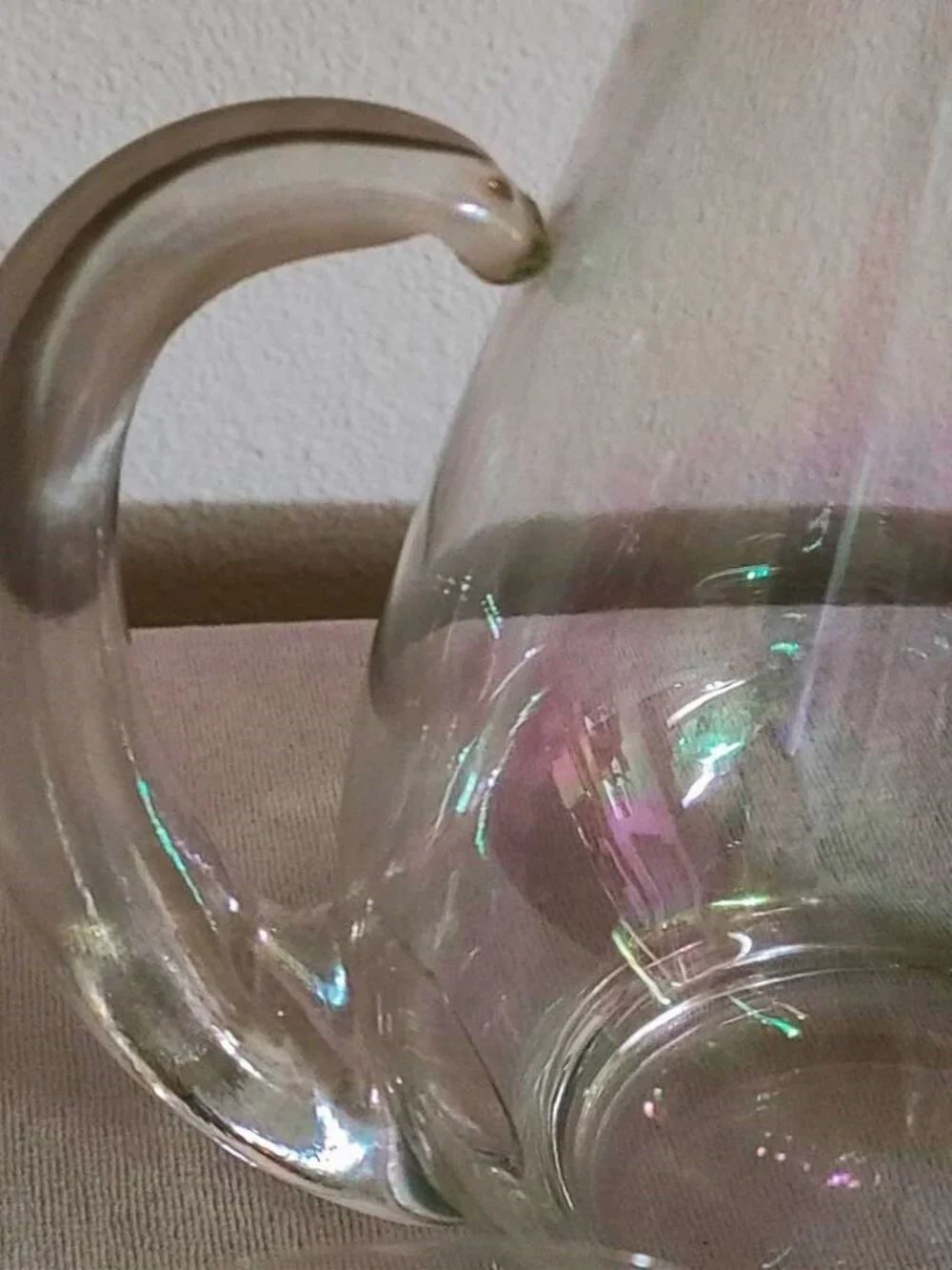 Vtg. Iridescent Aurora Borealis Glass Pitcher 80 Oz & 4 Tumblers 18 Oz 5 Pc Set